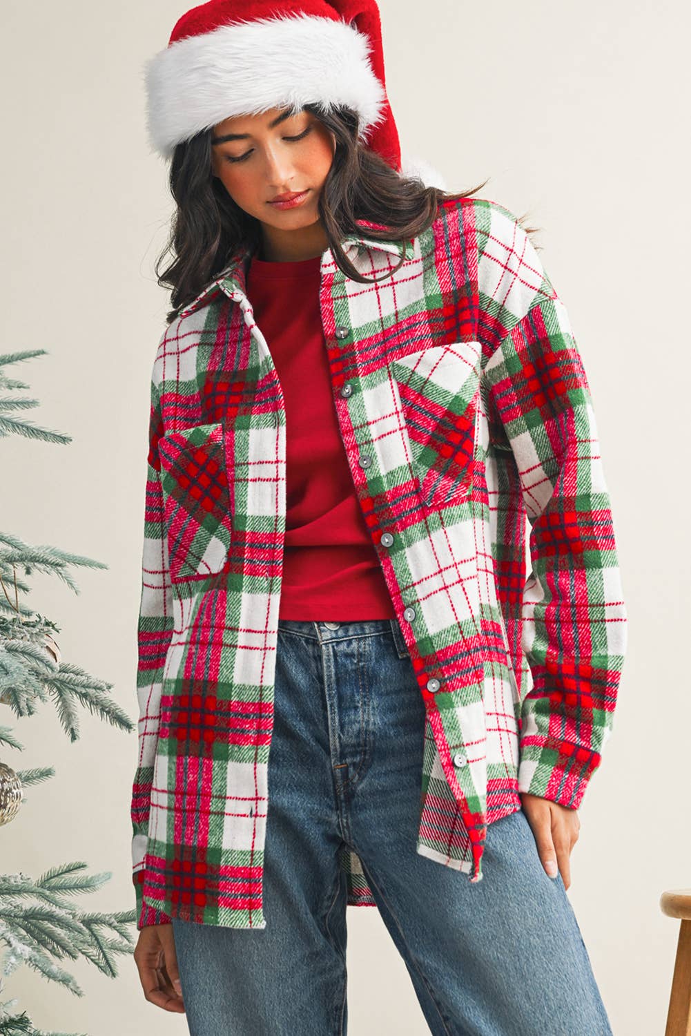 Christmas Plaid Flannel Shacket