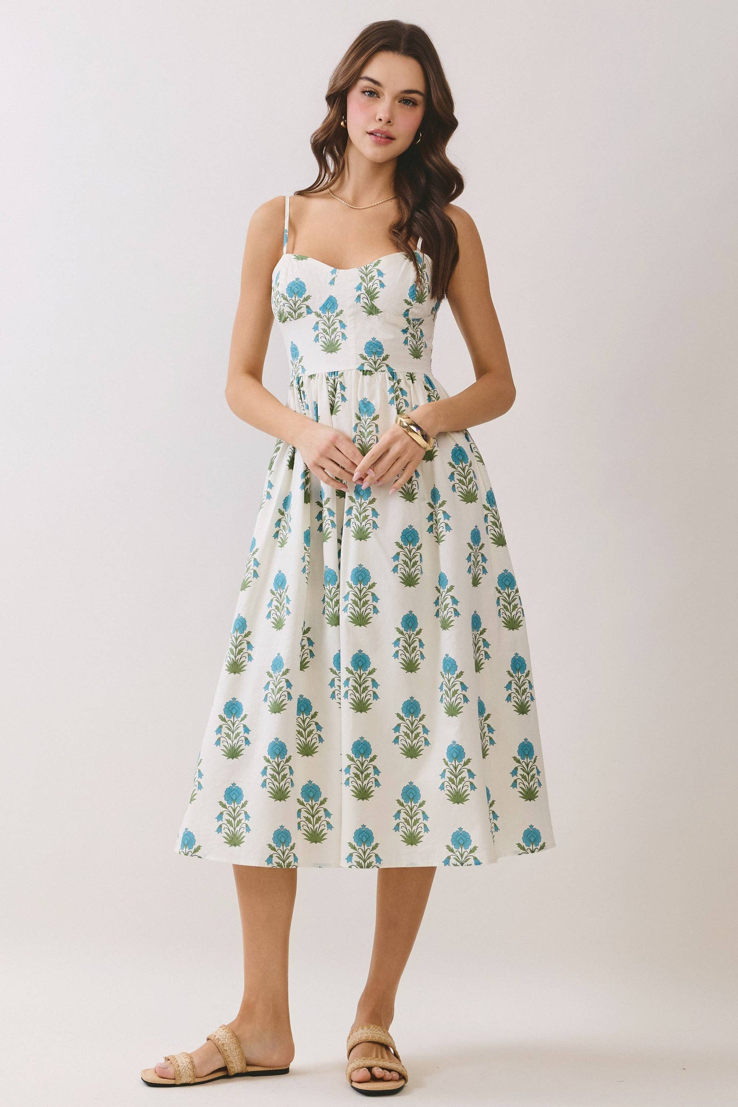 Sweetheart Floral Midi Dress