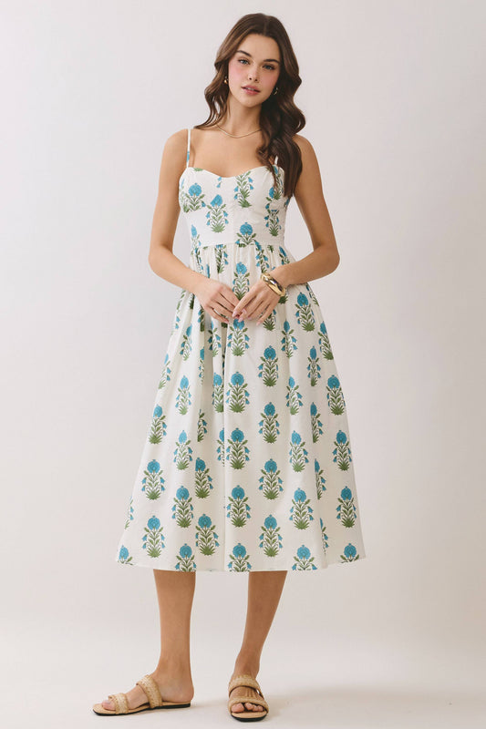 Sweetheart Floral Midi Dress