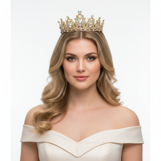 Gold Royal Crystal Crown Tiara