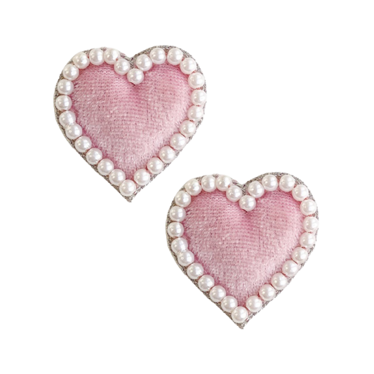 Audrey Pink Velvet Heart Earrings