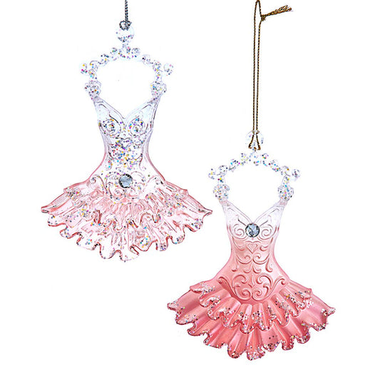 5"pink/clear Ballet Dress Ornament