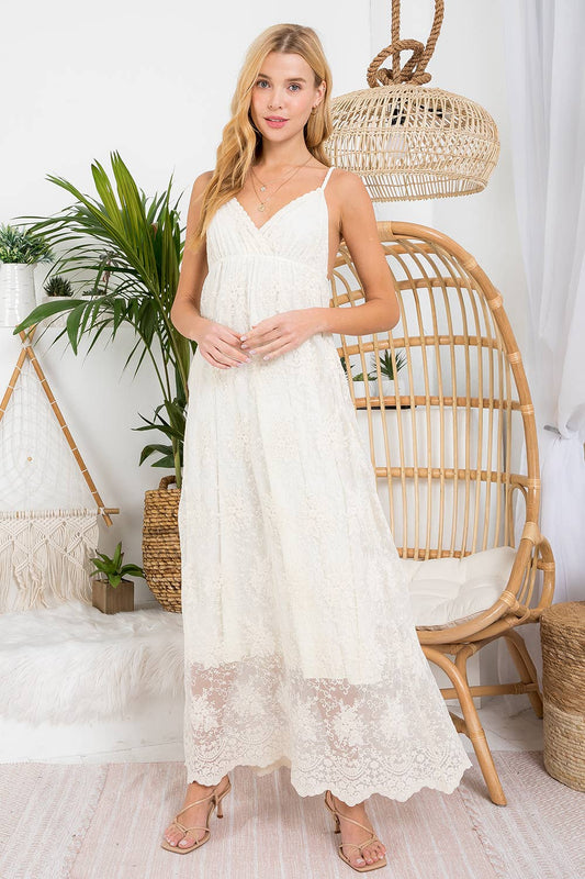 Embroidery Lace Maxi Dress