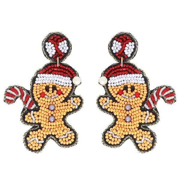 Santa Gingerbread Beaded Earrings