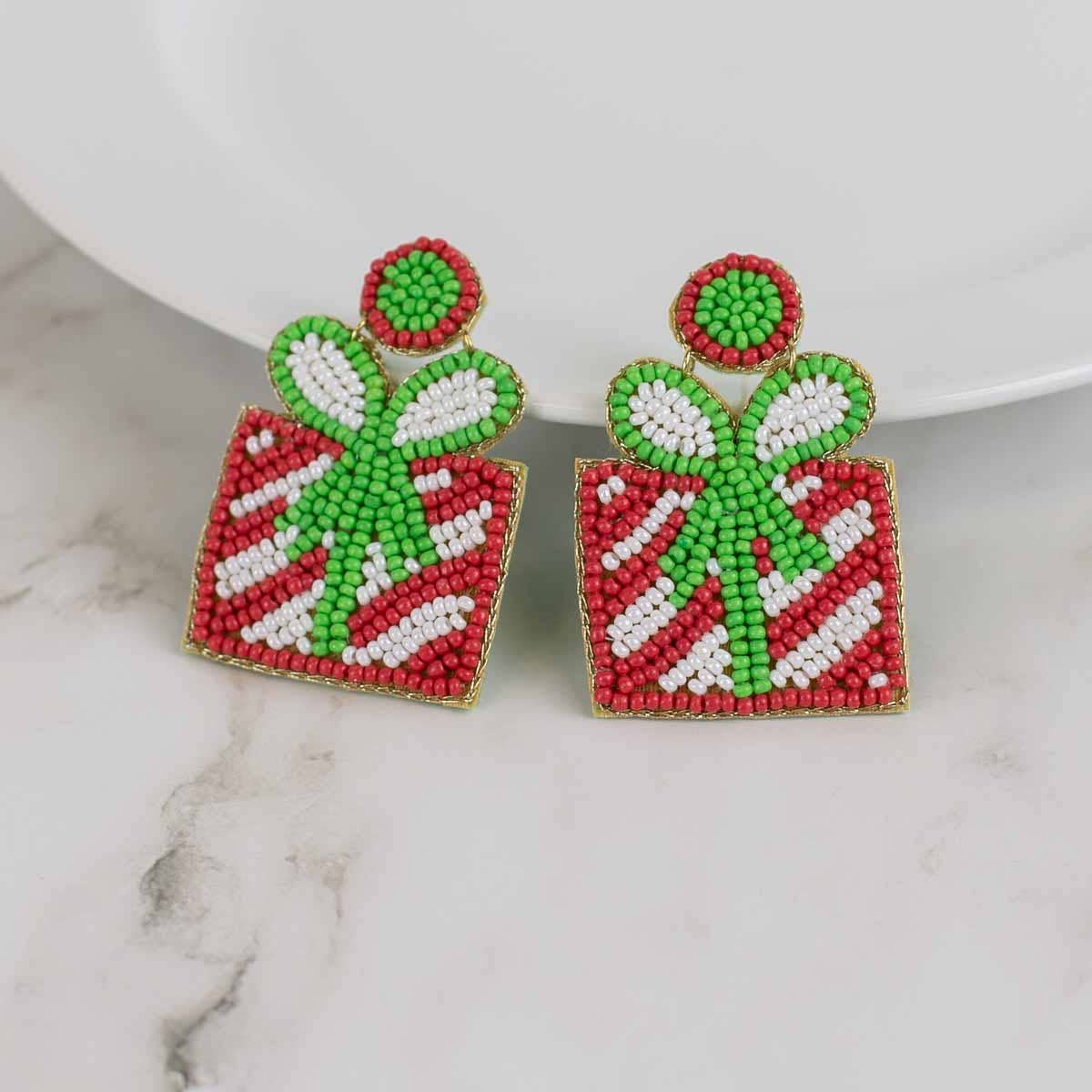 Christmas Present Beaded Earrings