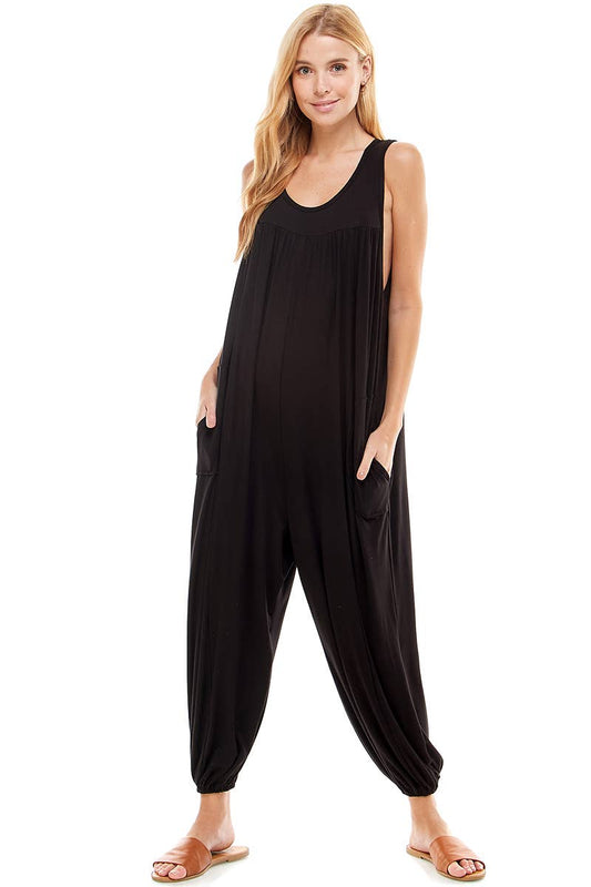 Ruched Front Sleeveless Jumpsuit